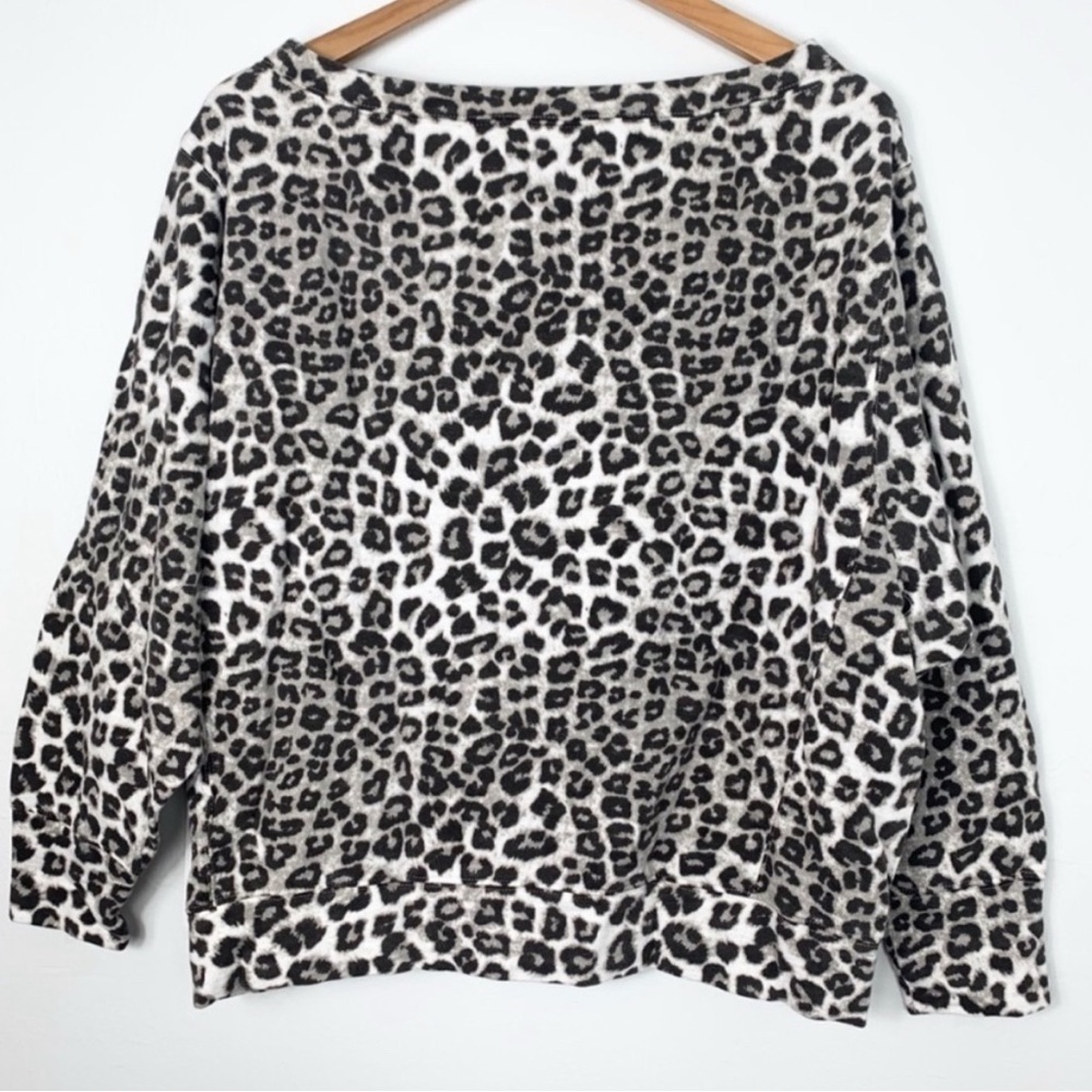 NWT Good American Cheetah Print Boatneck Pullover Sweatshirt Size  0 - Picture 4 of 6